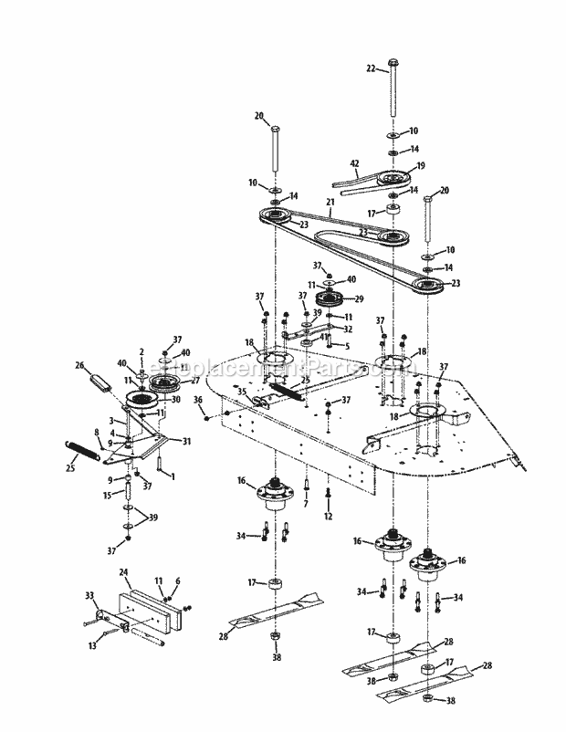 Spindle Assembly 60-Inch Diagram and Parts List for S6032-D 53BY8DU6750 Cub Cadet Sprayer